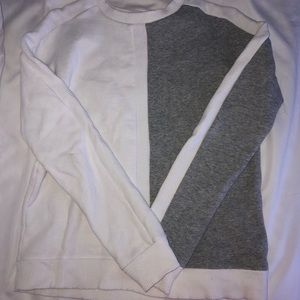 LLD Gray & White Split Pullover Sweatshirt